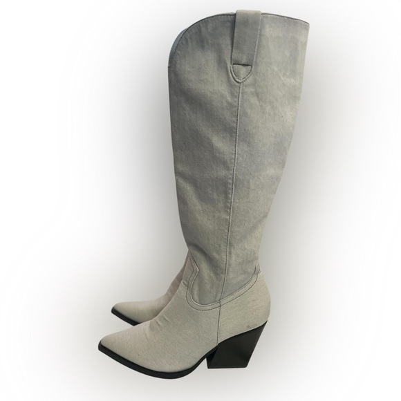 SheIn | Women’s Denim Western Boots – Light Blue Wash | Statement Boots - Picture 6 of 12